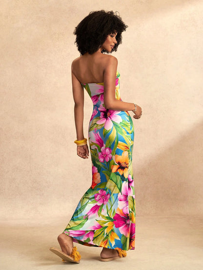 Floral Tube Top Mermaid Dress