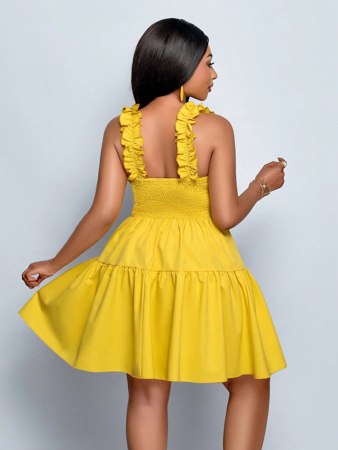 Plus size Ruffle sleeve loose mini dress