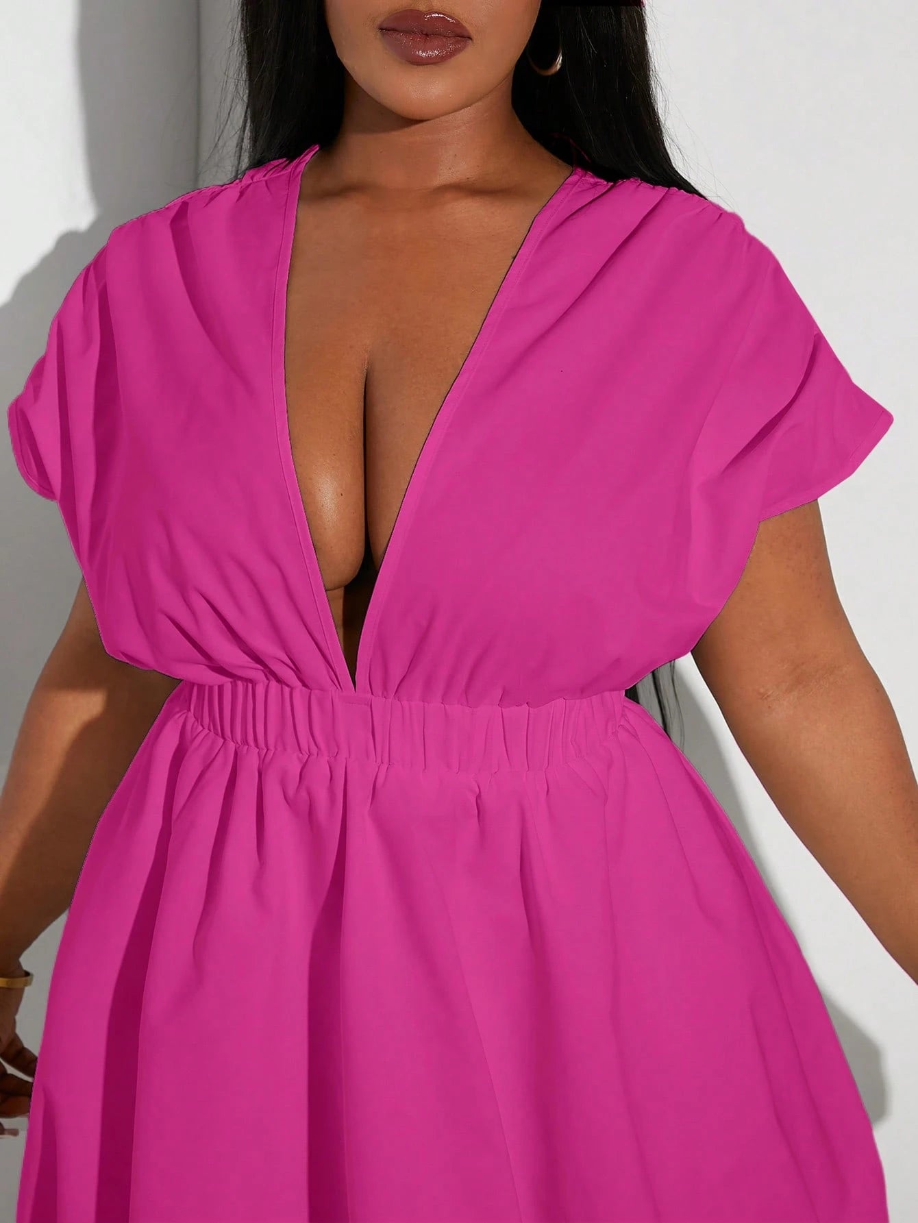 Plus-Size Bubble Hem Short Sleeve Dress