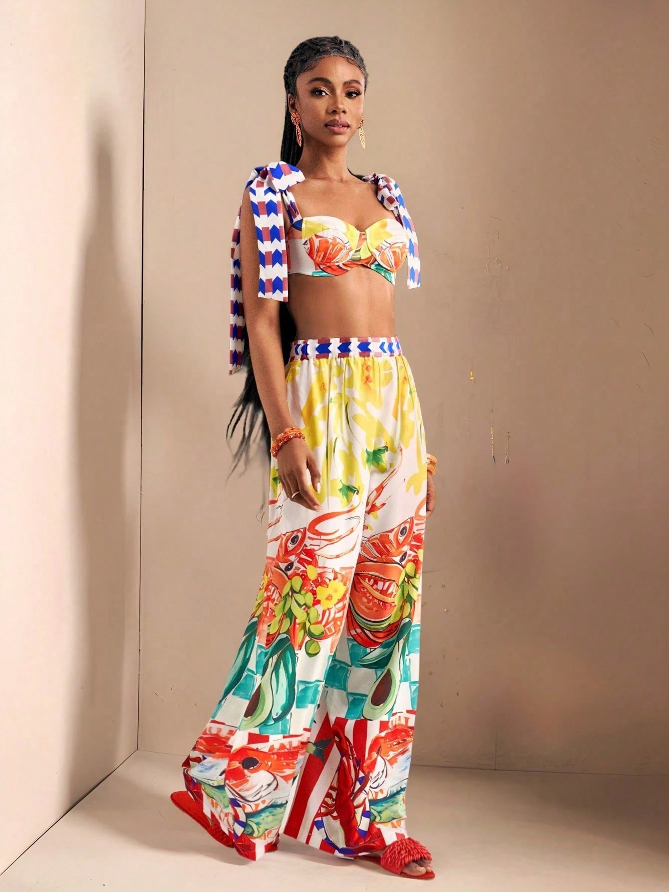 Bow Strap Crop Top & Pants Set