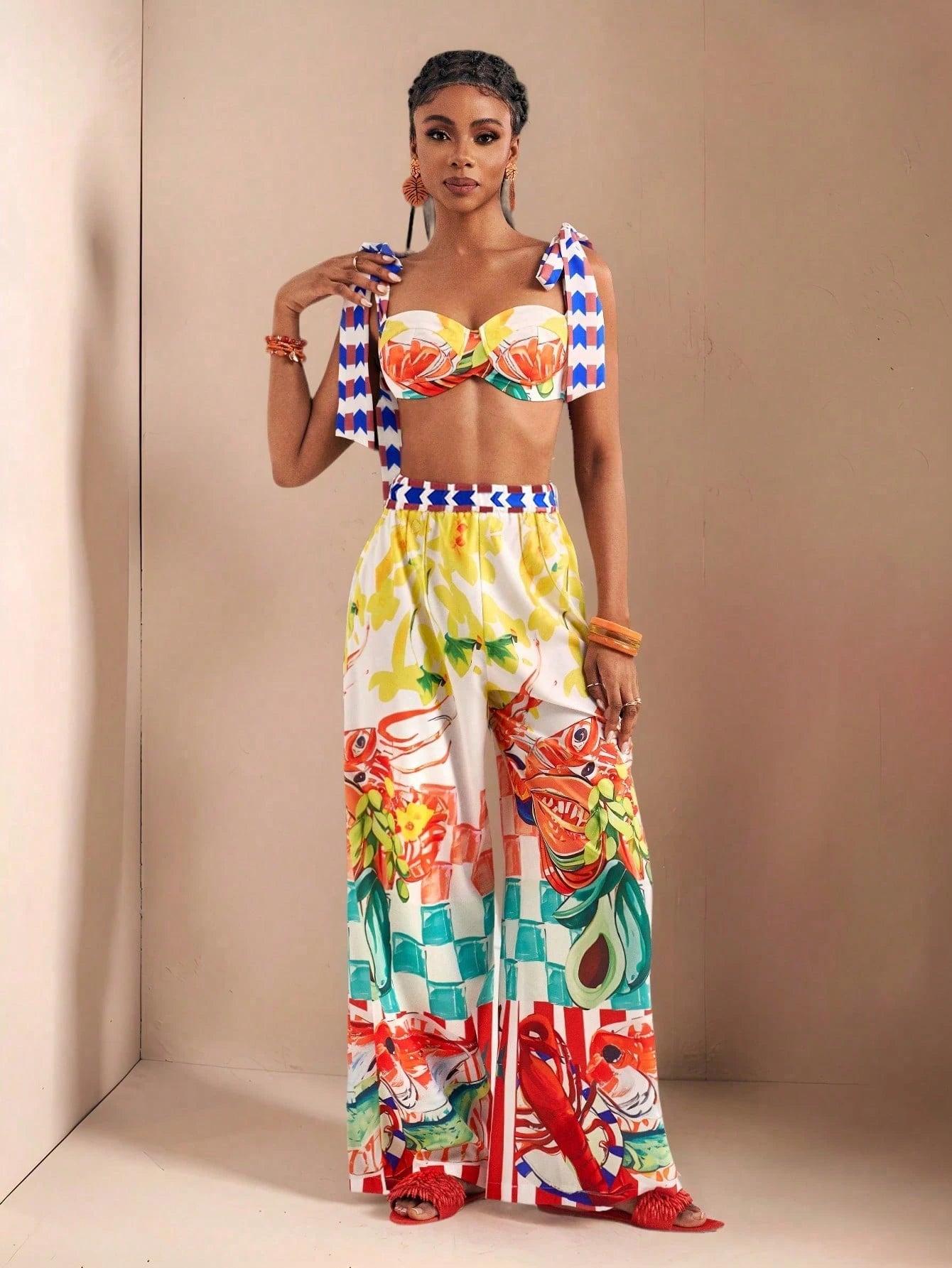 Bow Strap Crop Top & Pants Set