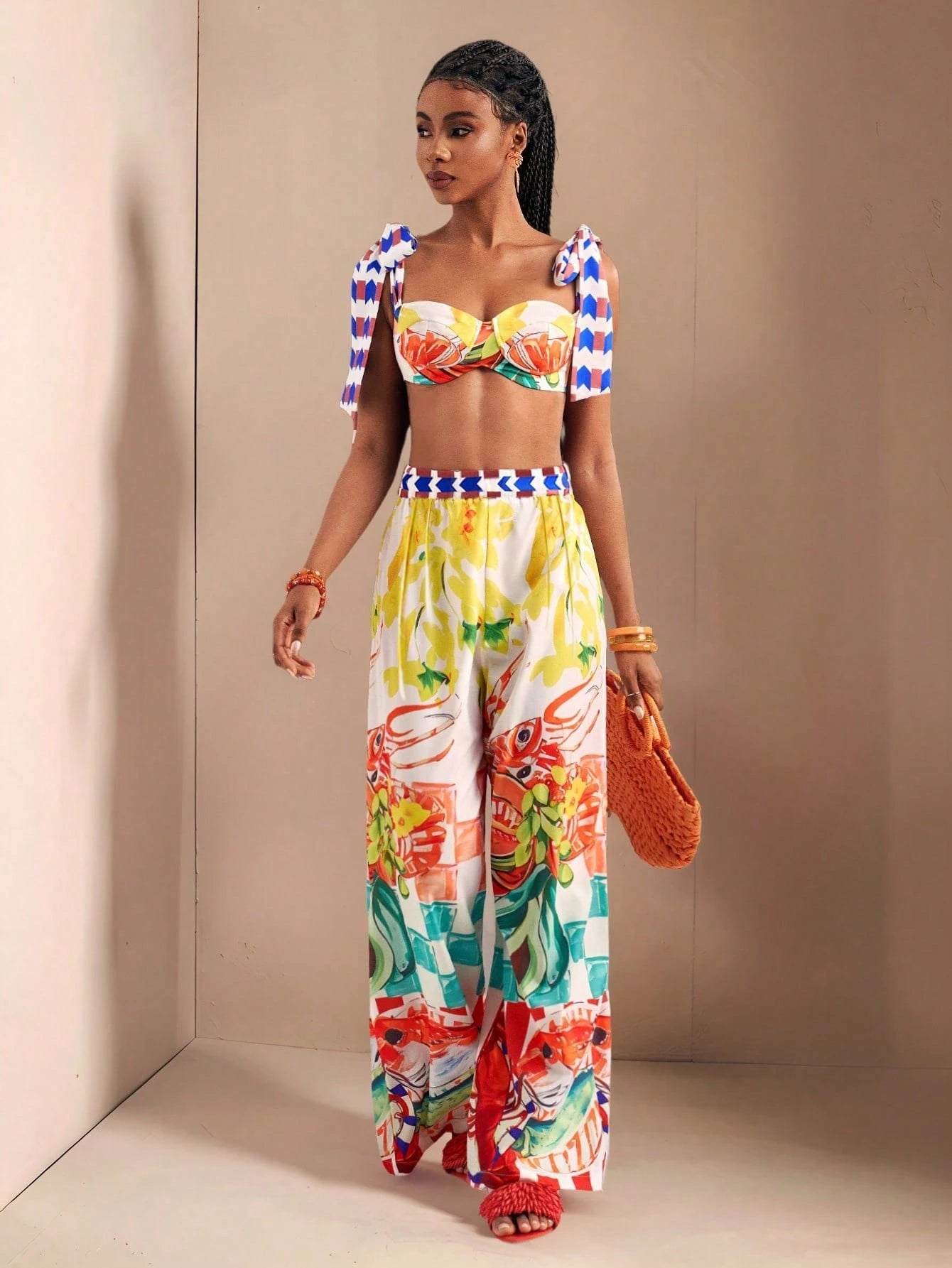 Bow Strap Crop Top & Pants Set