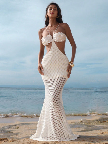 Sequin crotchet maxi dress