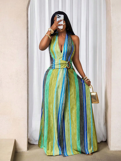 Halter high-slit maxi dress