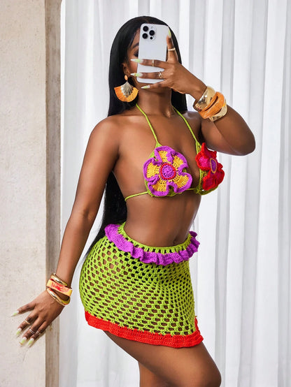 Flower two piece skirt set