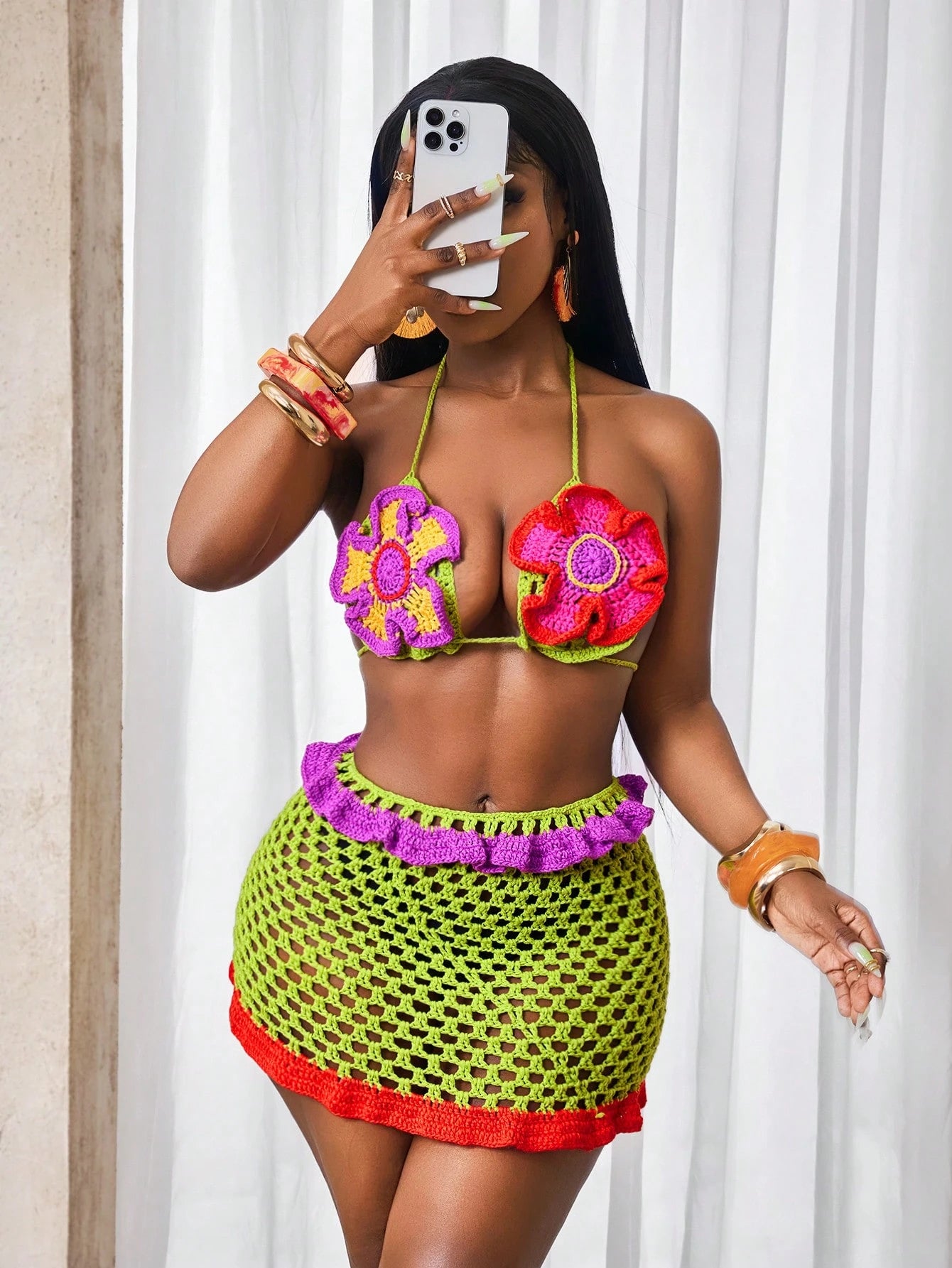 Flower two piece skirt set