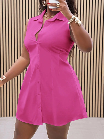Plus Size Sleeveless Shirt Dress