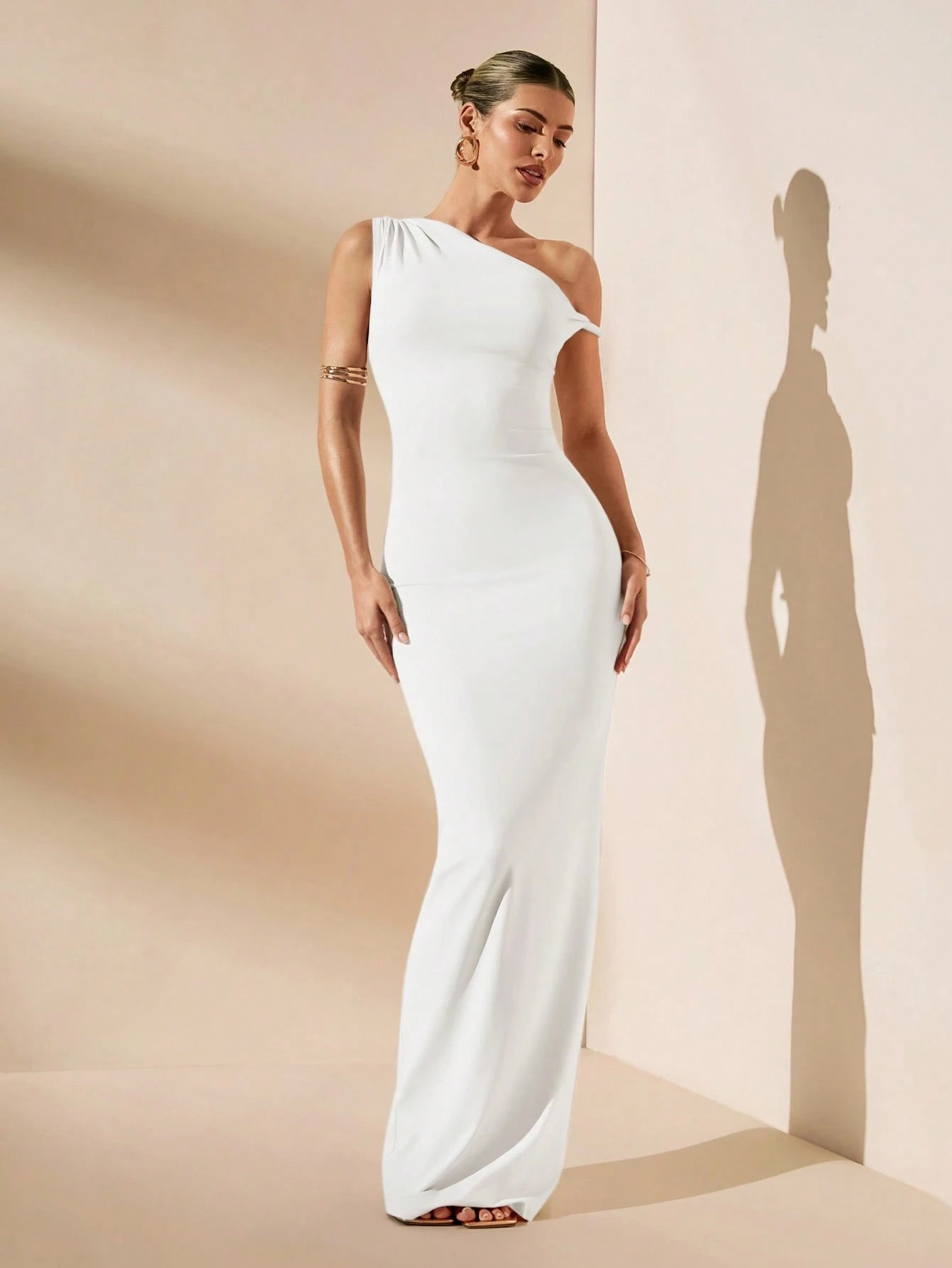 Oblique Shoulder Maxi Dress