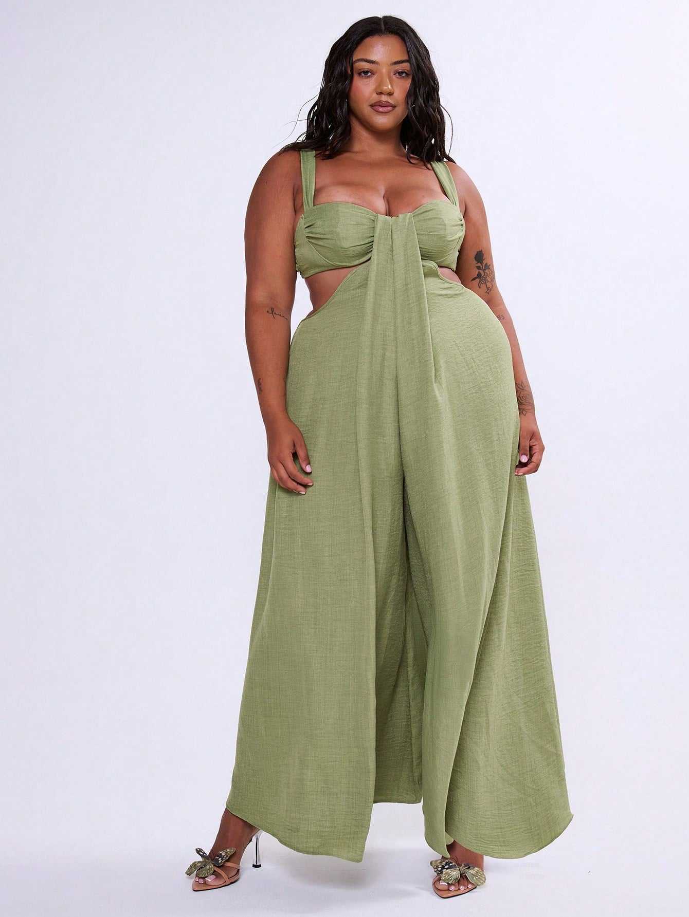 Plus-size cut out sides romper