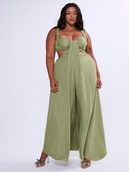 Plus-size cut out sides romper