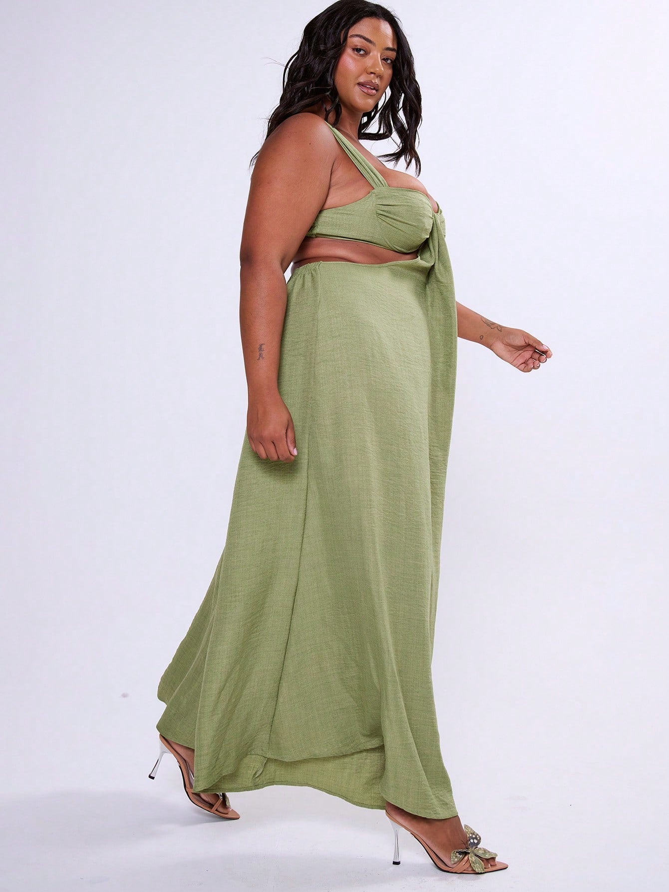 Plus-size cut out sides romper