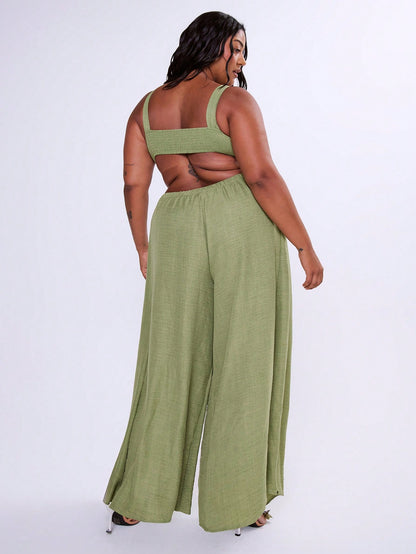 Plus-size cut out sides romper