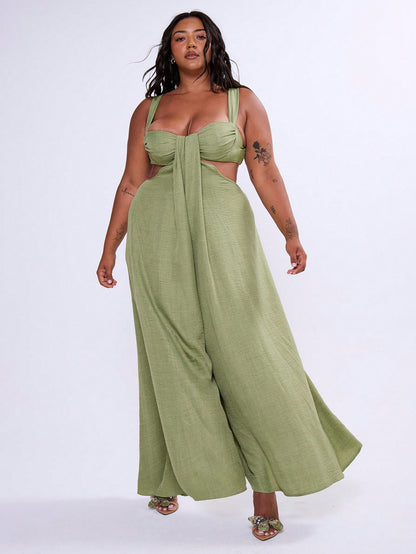 Plus-size cut out sides romper