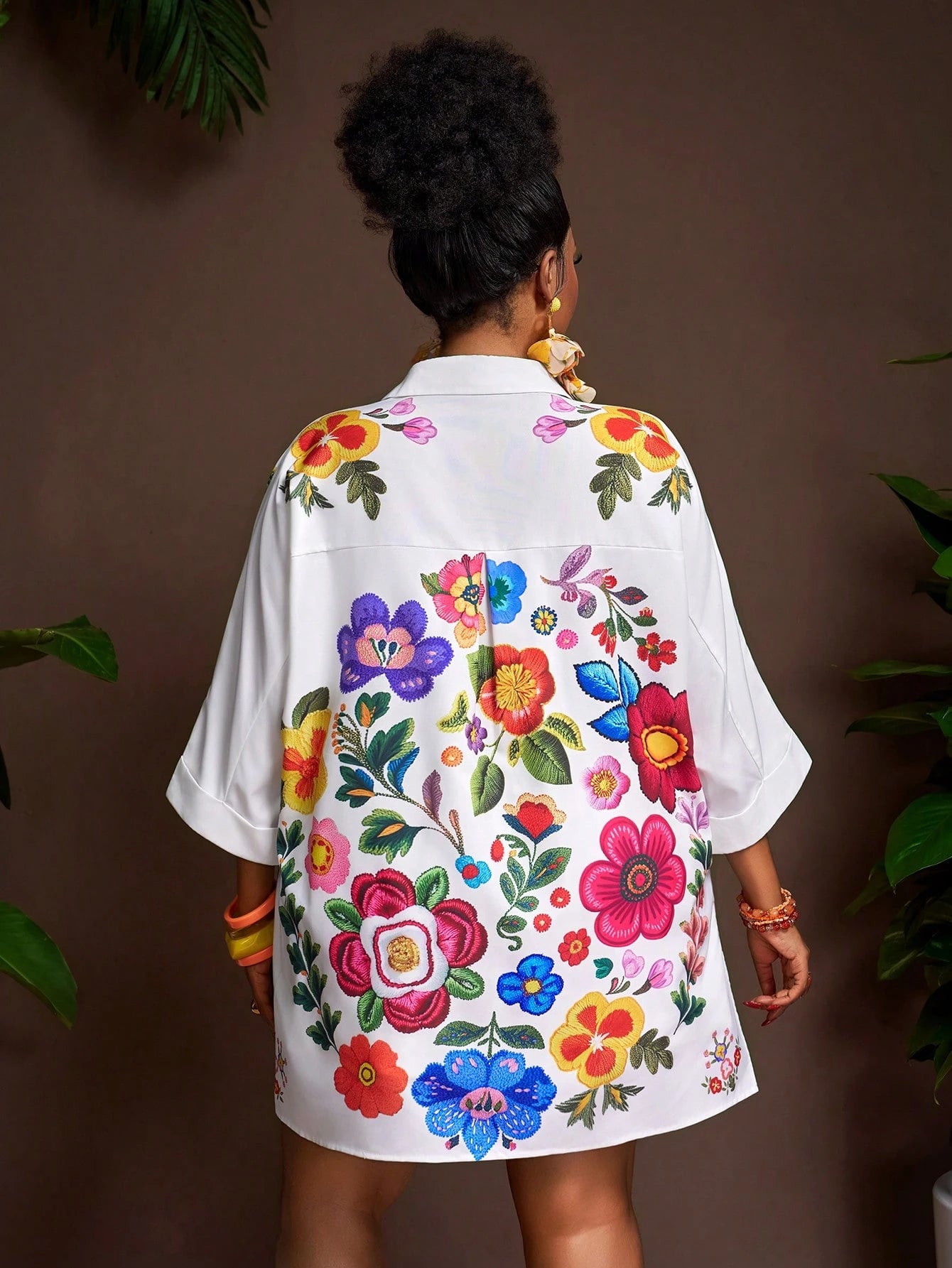 Plus Size Floral Shirt & Shorts Set