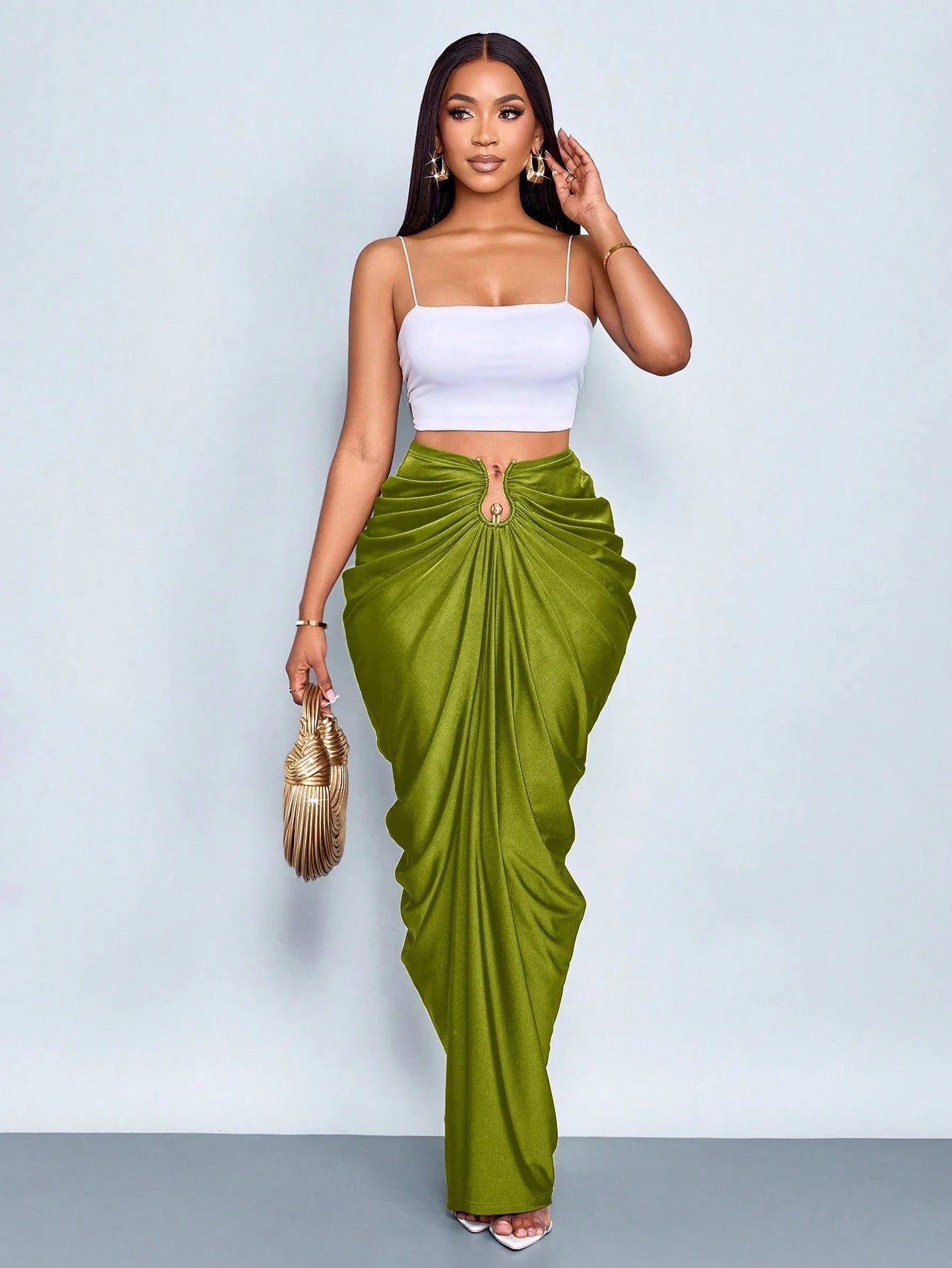 Gathered ruched skirt