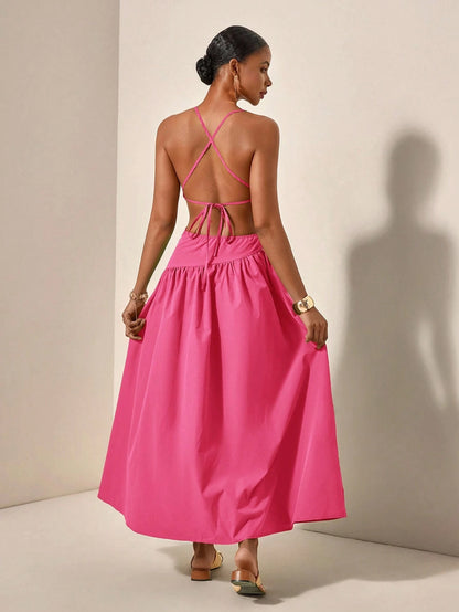 Asymmetric hollow waist maxi dress