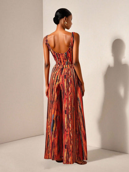 Textured top and wide leg pants with pockets