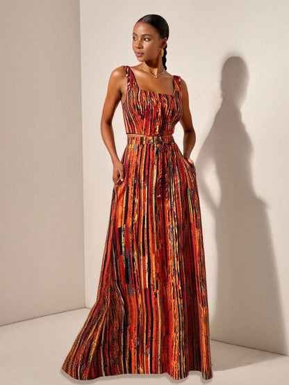 Textured top and wide leg pants with pockets