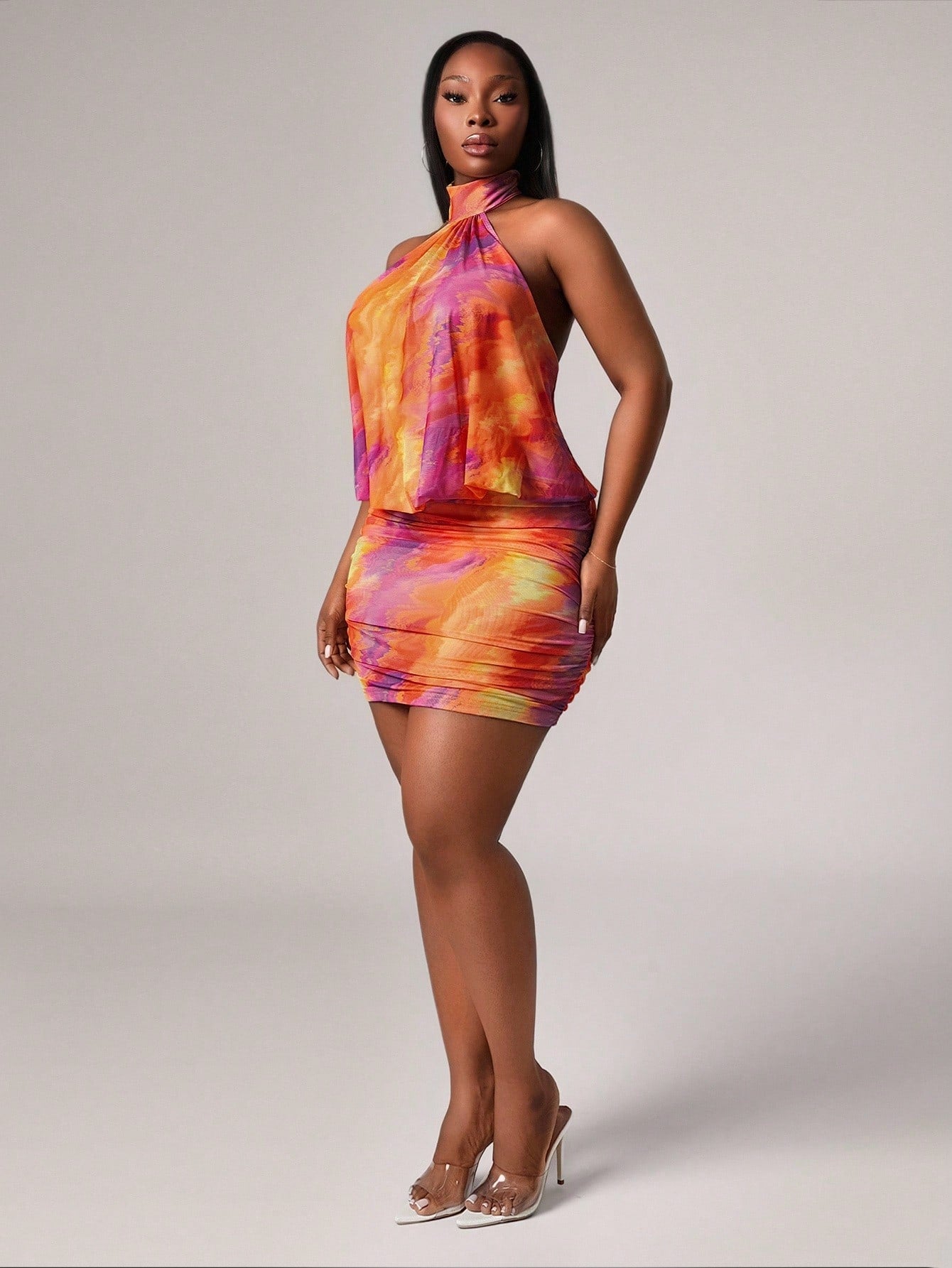 Plus Size Tie-Dye Halter Dress