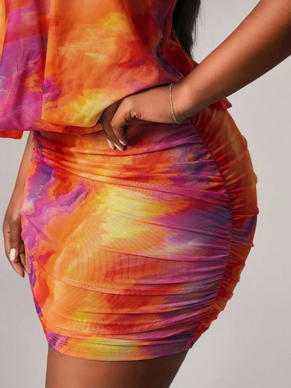Plus Size Tie-Dye Halter Dress
