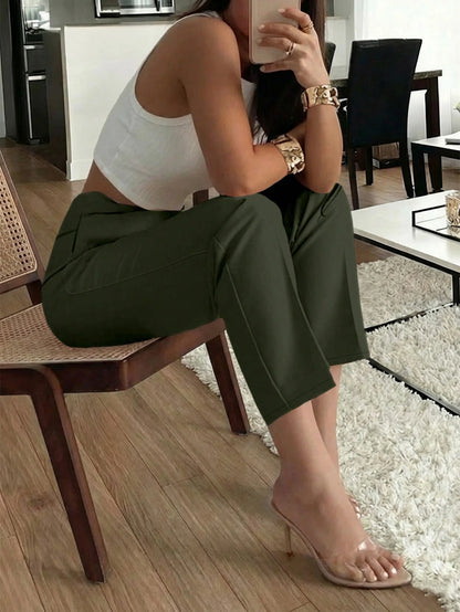 Slim fit side pocket pleated pants