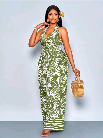 Plus size leafy pants set