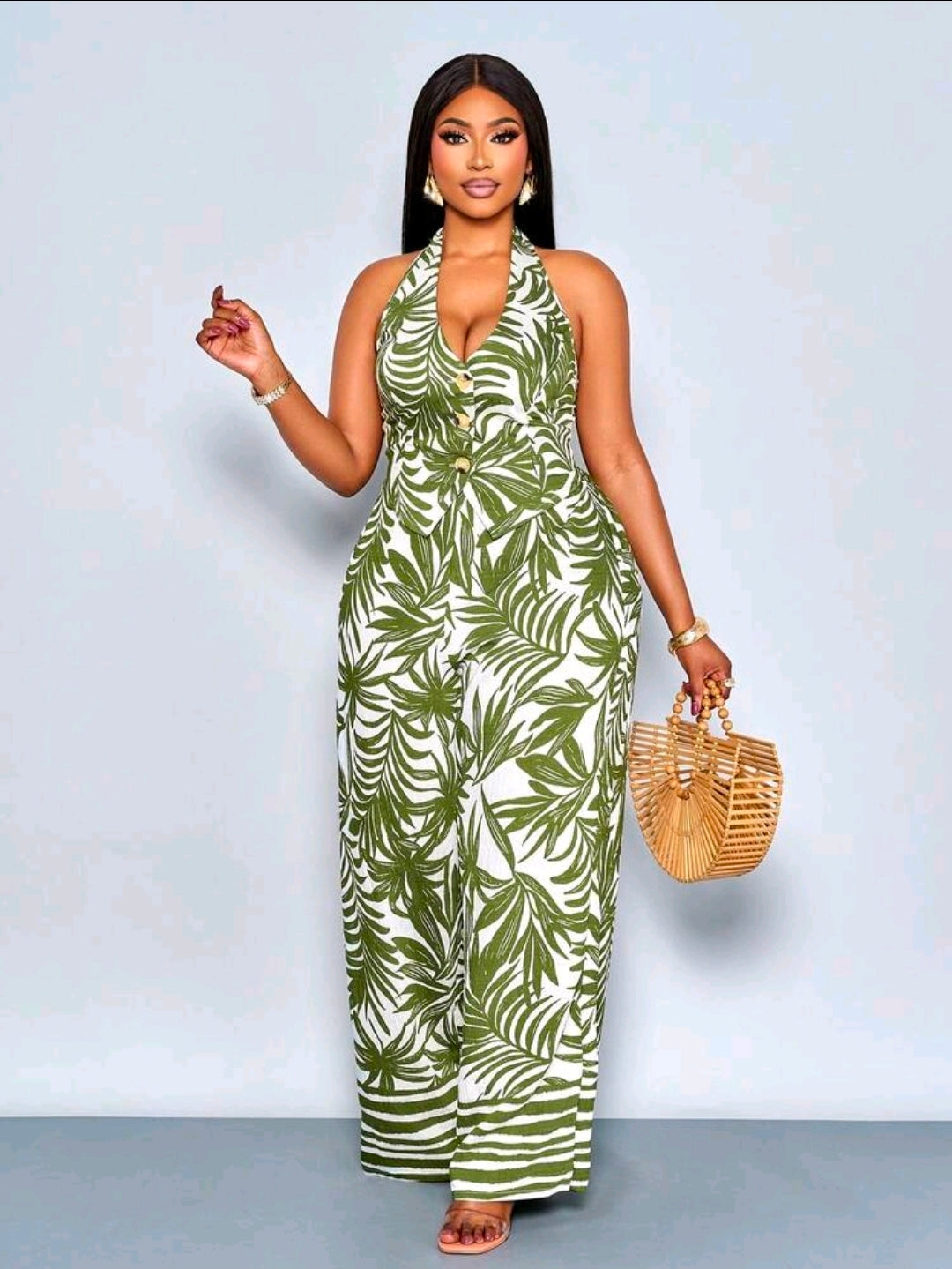 Plus size leafy pants set