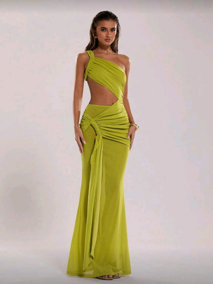 One shoulder cutout maxi dress