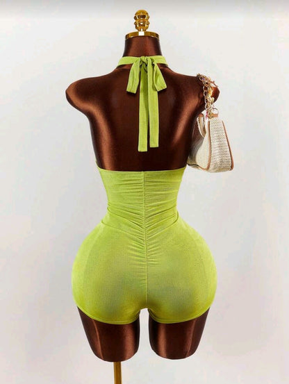 Cowl neck flower romper