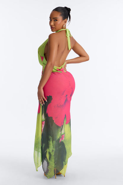 Floral chiffon maxi dress