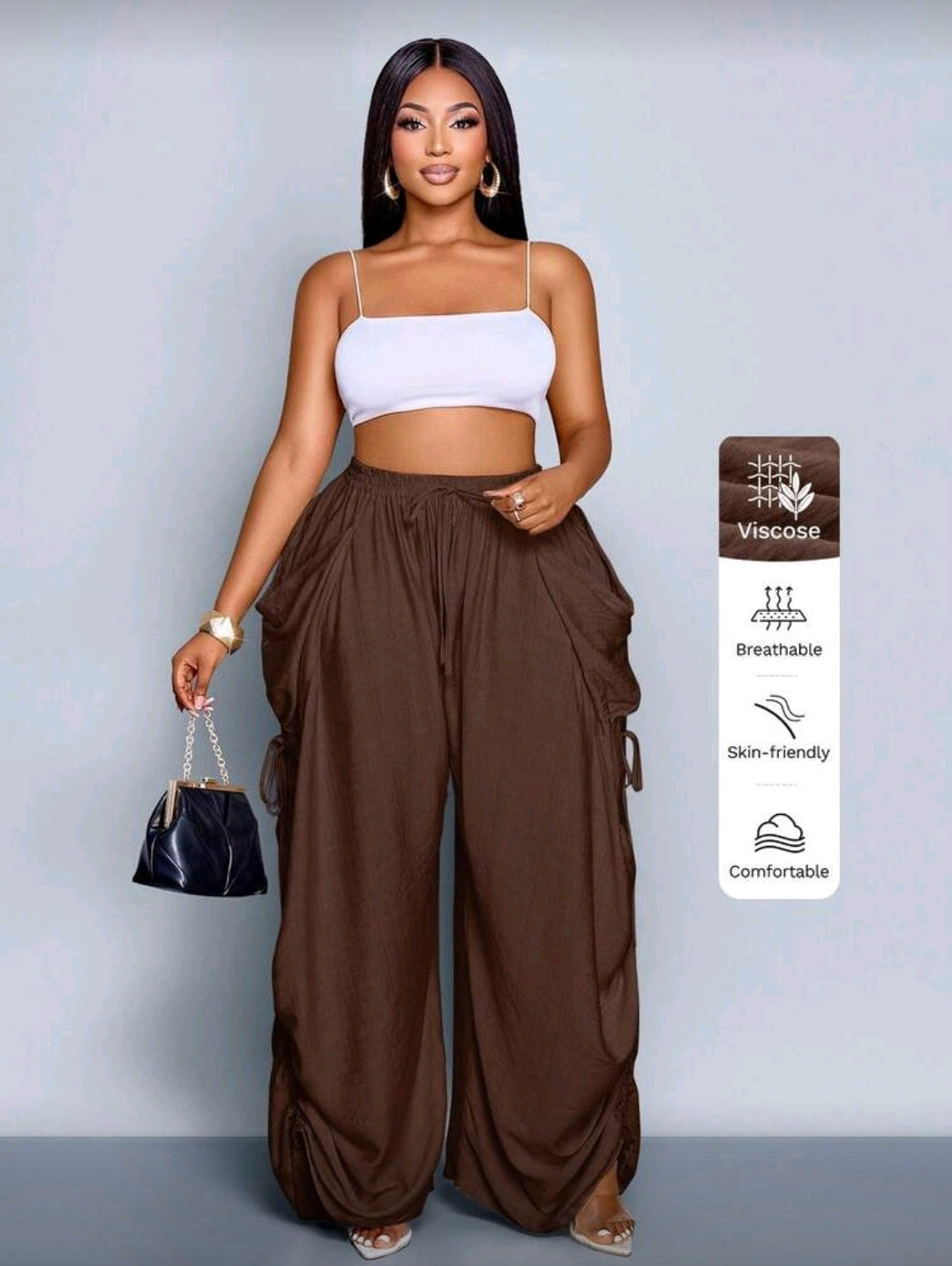 Plus-Size Pleated Wide Leg Pants