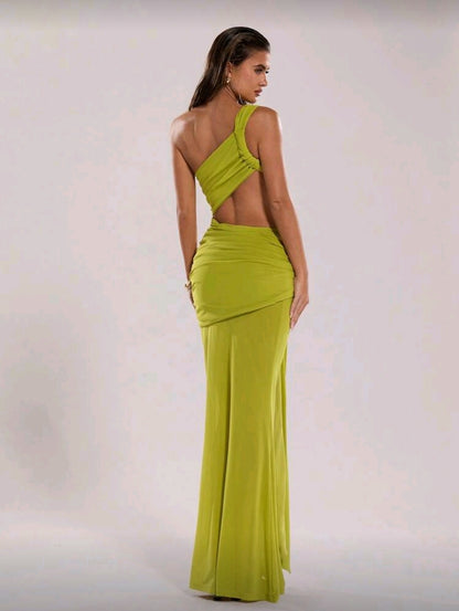 One shoulder cutout maxi dress
