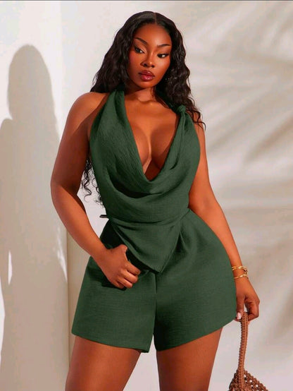 Plus size casual day shorts set