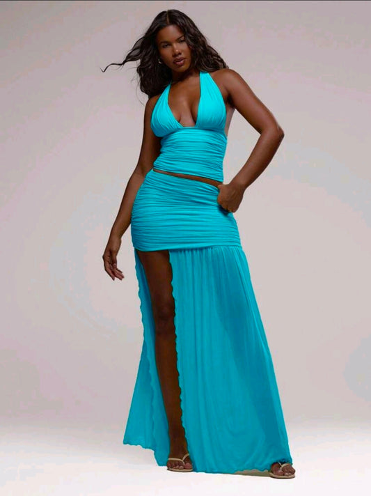 Cut out high slit skirt