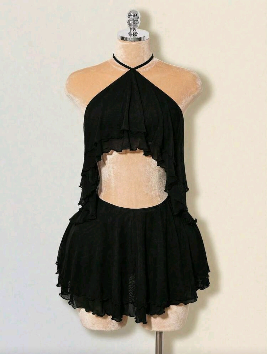 Ruffle halter mini romper