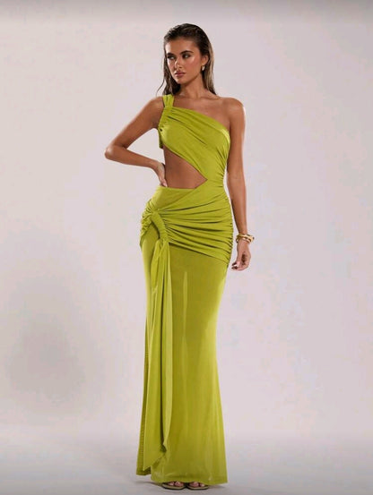 One shoulder cutout maxi dress