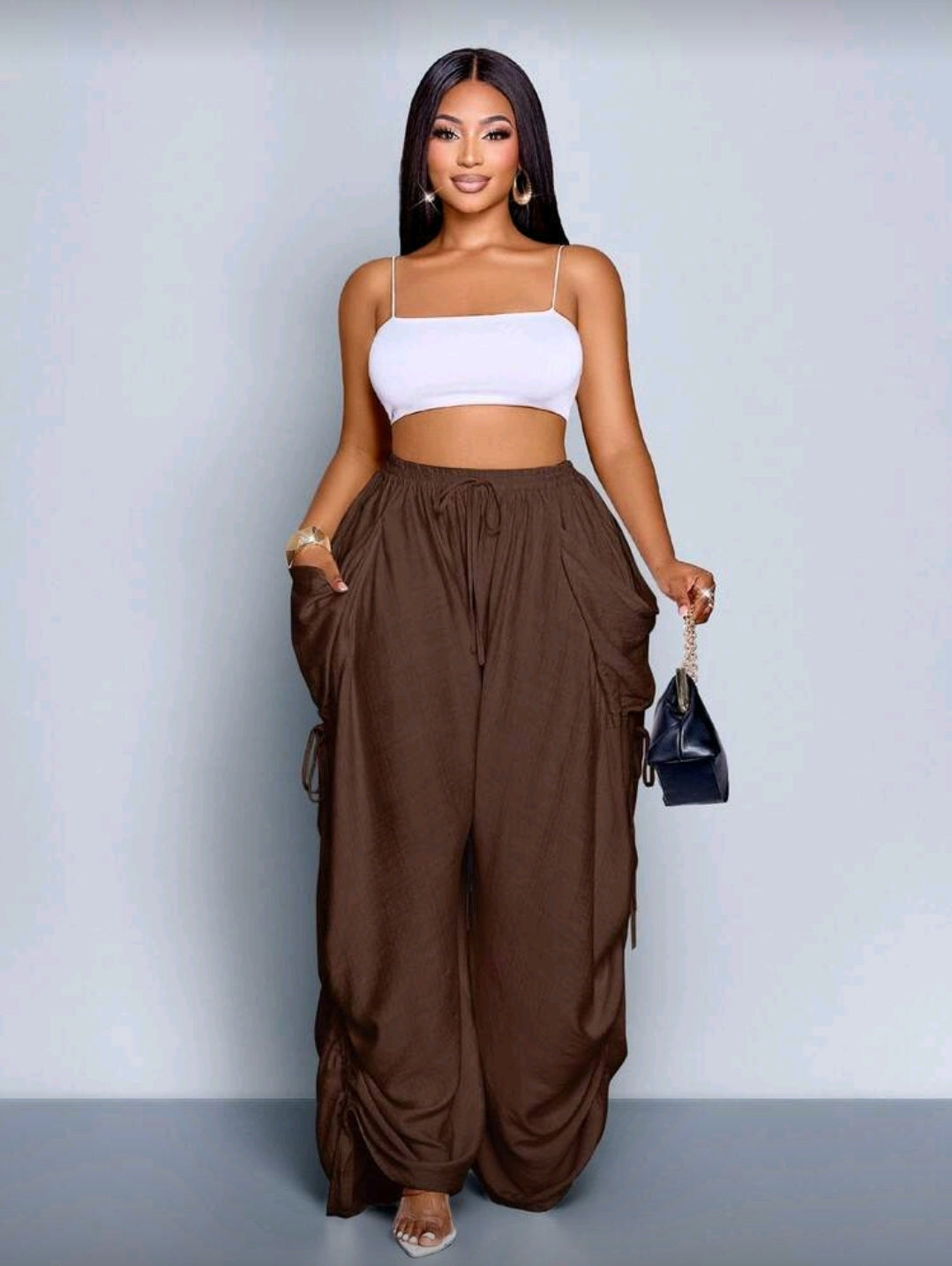 Plus-Size Pleated Wide Leg Pants