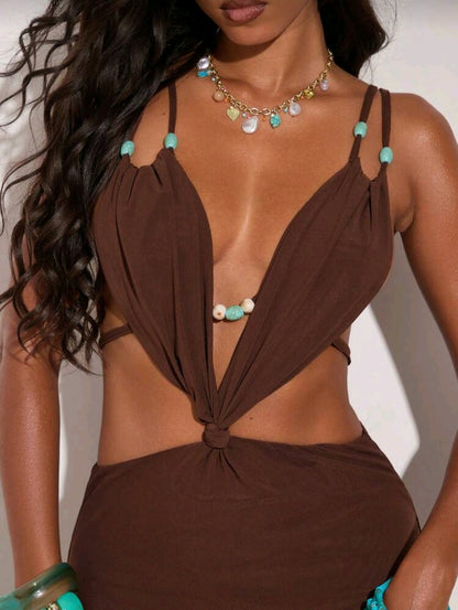 Deep neck cut out maxi dress