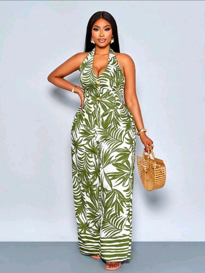 Plus size leafy pants set