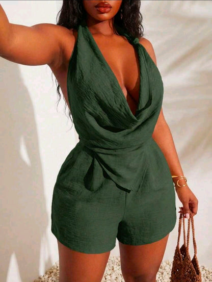 Plus size casual day shorts set