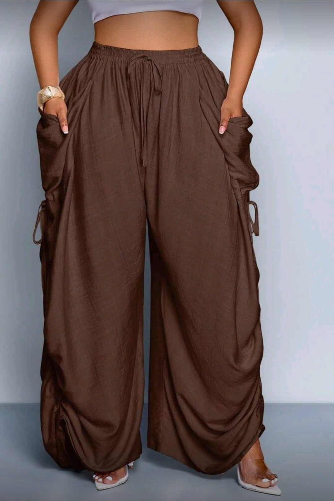 Plus-Size Pleated Wide Leg Pants