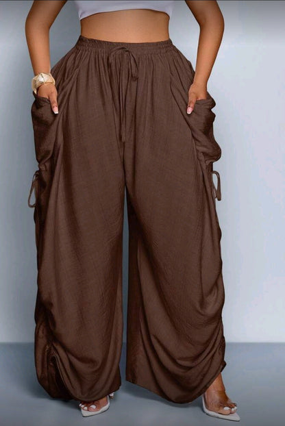 Plus-Size Pleated Wide Leg Pants
