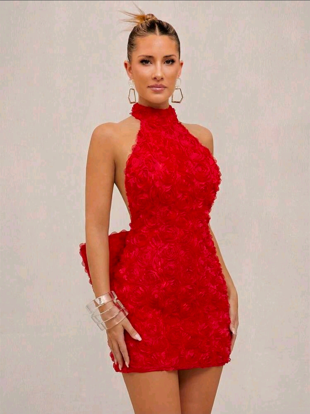 Flower applique bow dress