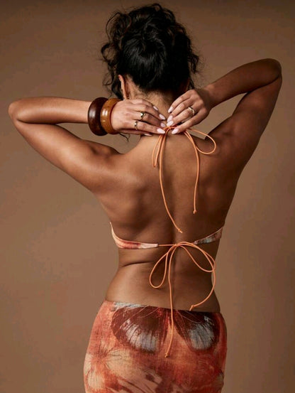 Butterfly print halter maxi dress