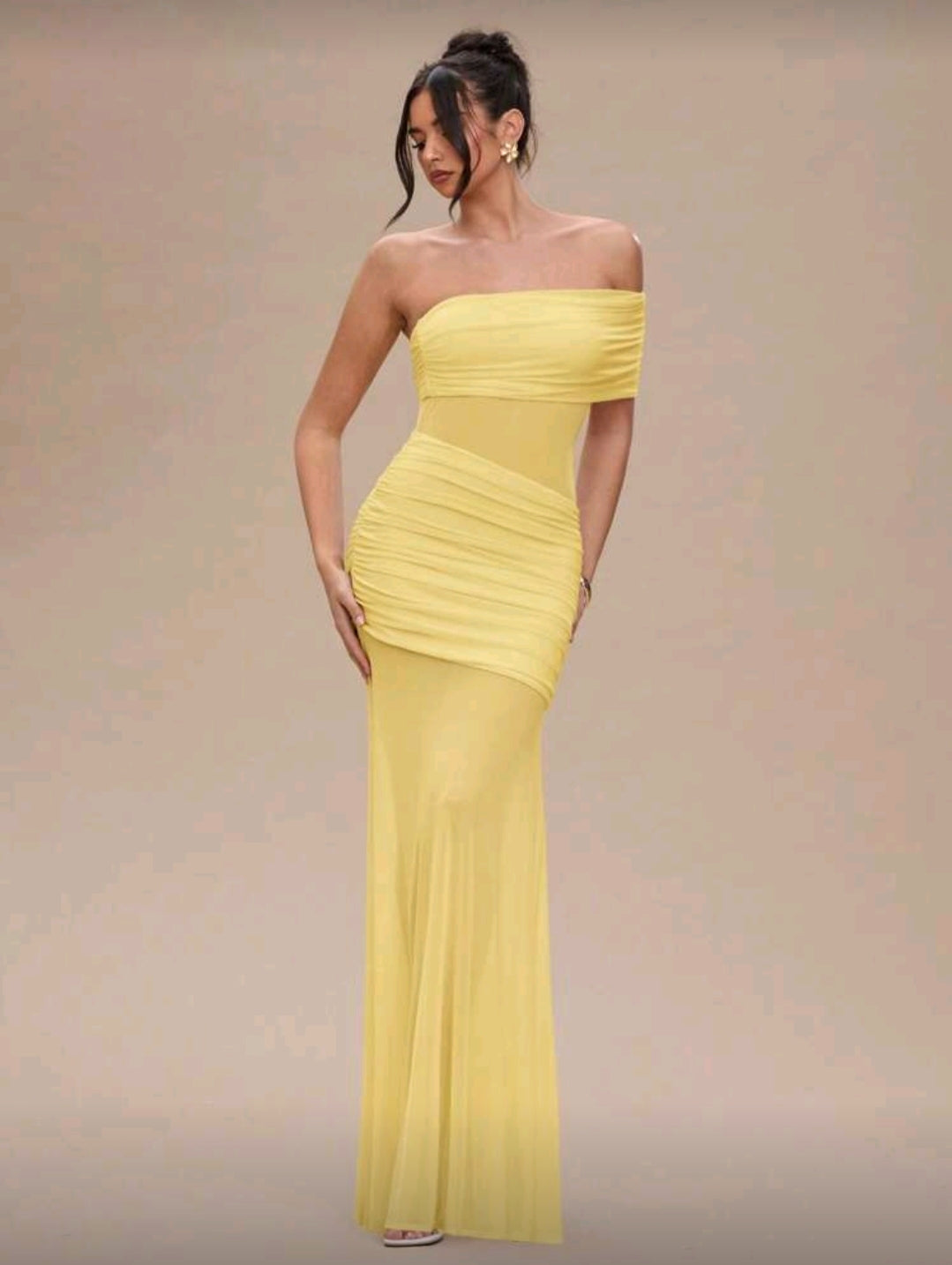 One shoulder fitted maxi dress
