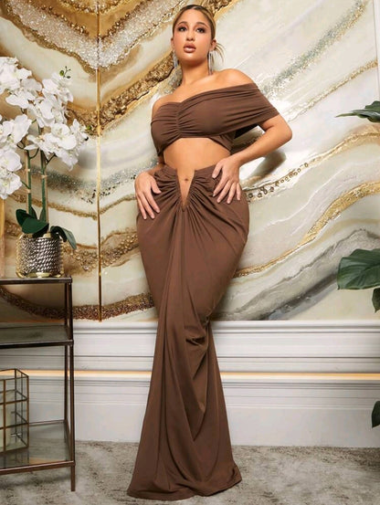 Tubed v cut skirt set