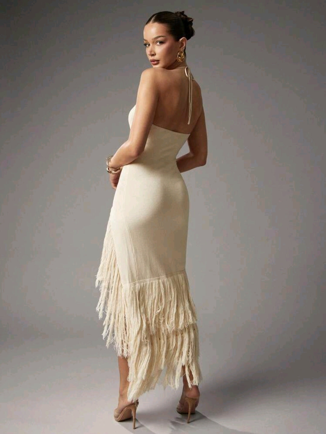 Boho halter knitted maxi dress