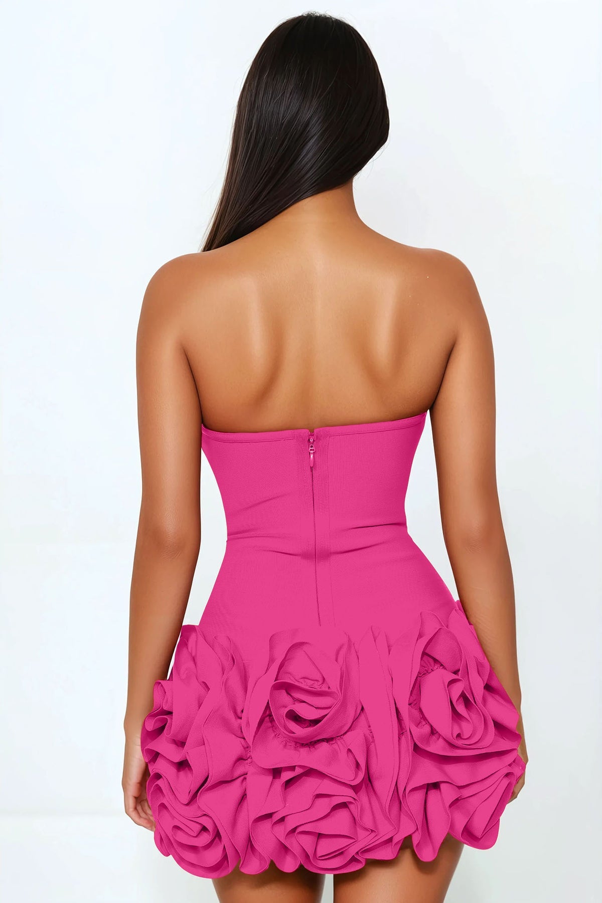 Ruffle rosette bandage mini dress