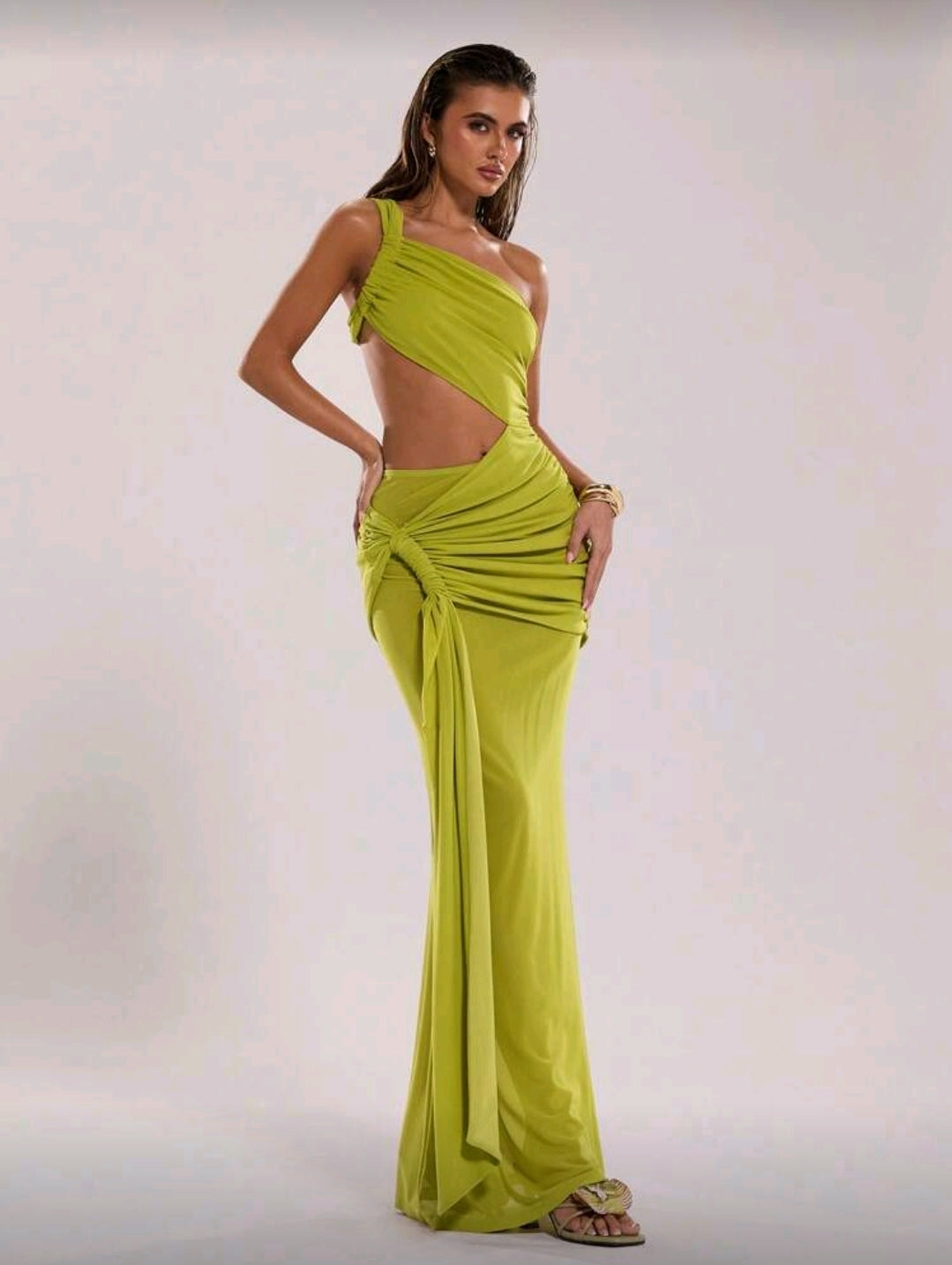 One shoulder cutout maxi dress