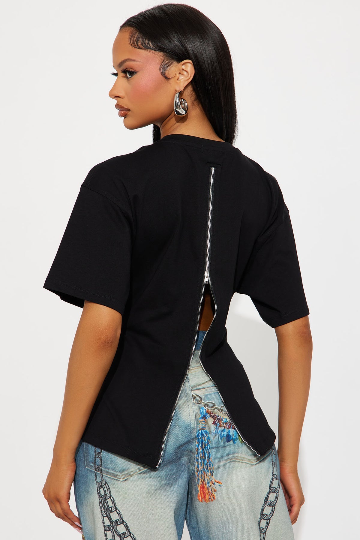 Zippered relaxed tee